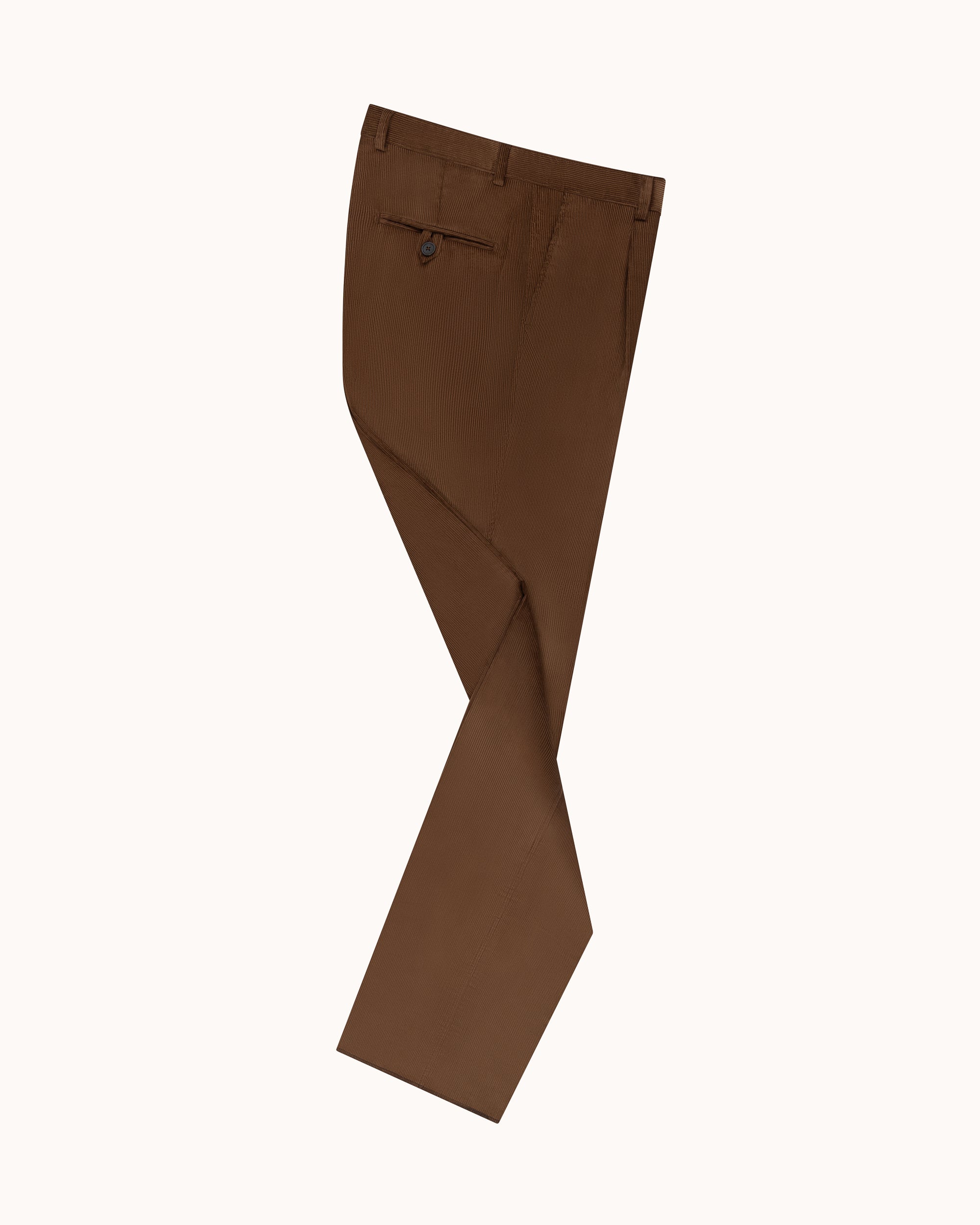 Relaxed Single Pleat Trouser - Walnut Cotton Corduroy