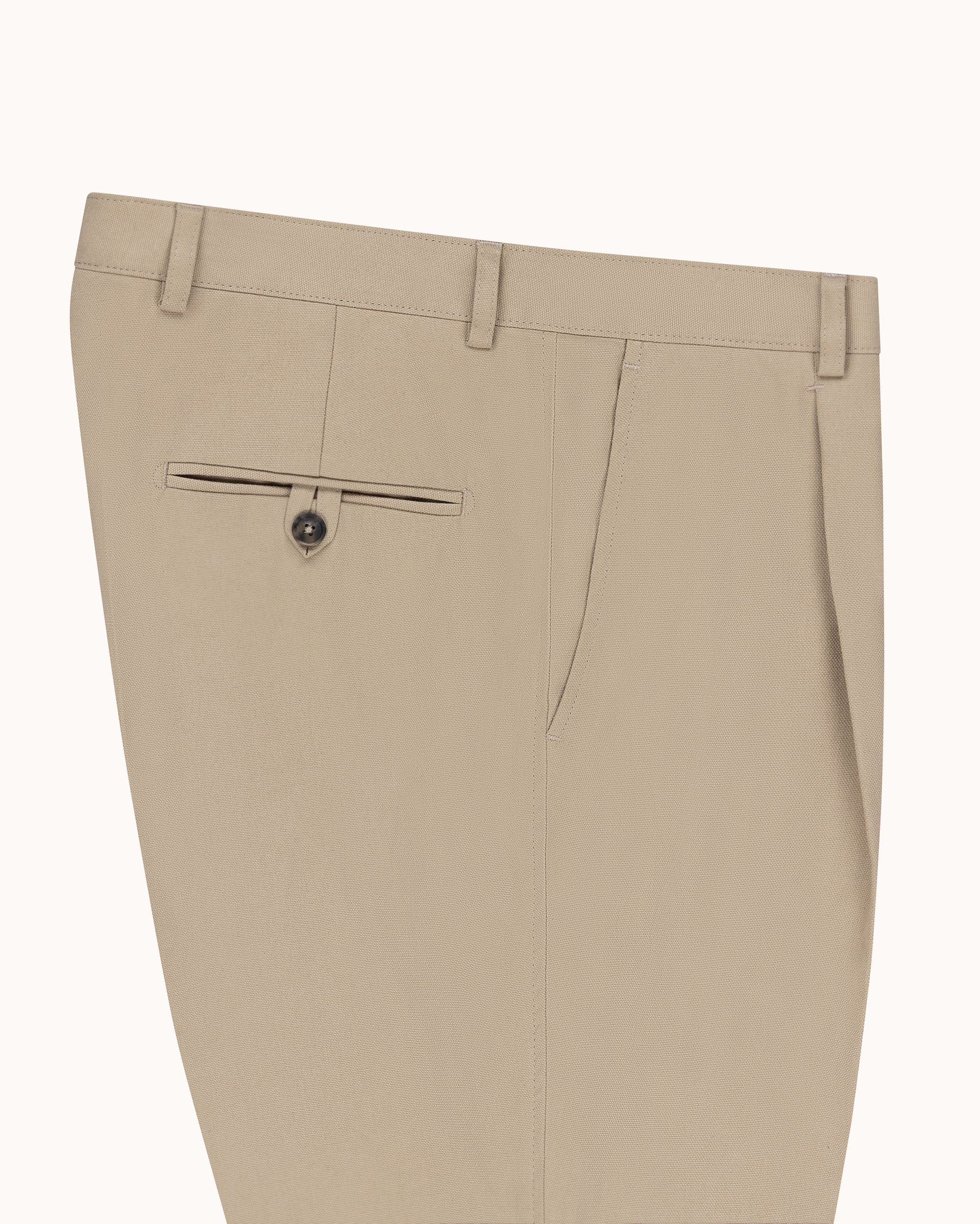 Relaxed Single Pleat Trouser - Stone Cotton Canvas