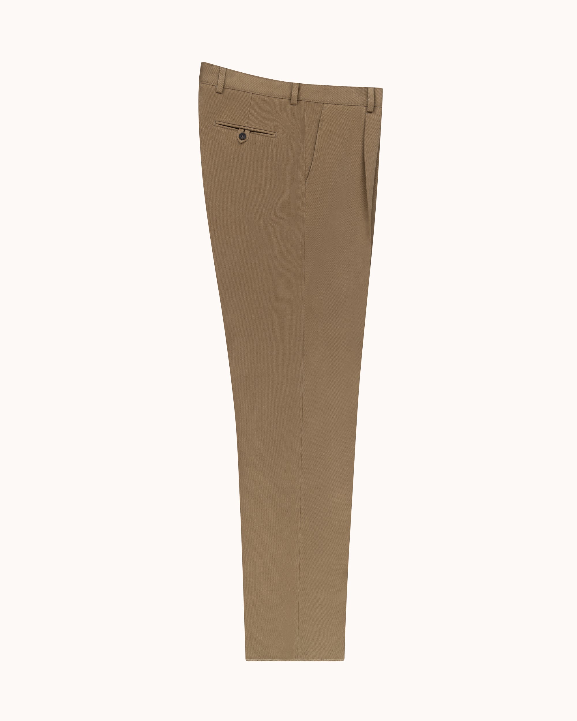 Relaxed Single Pleat Trouser - Fawn Cotton Drill