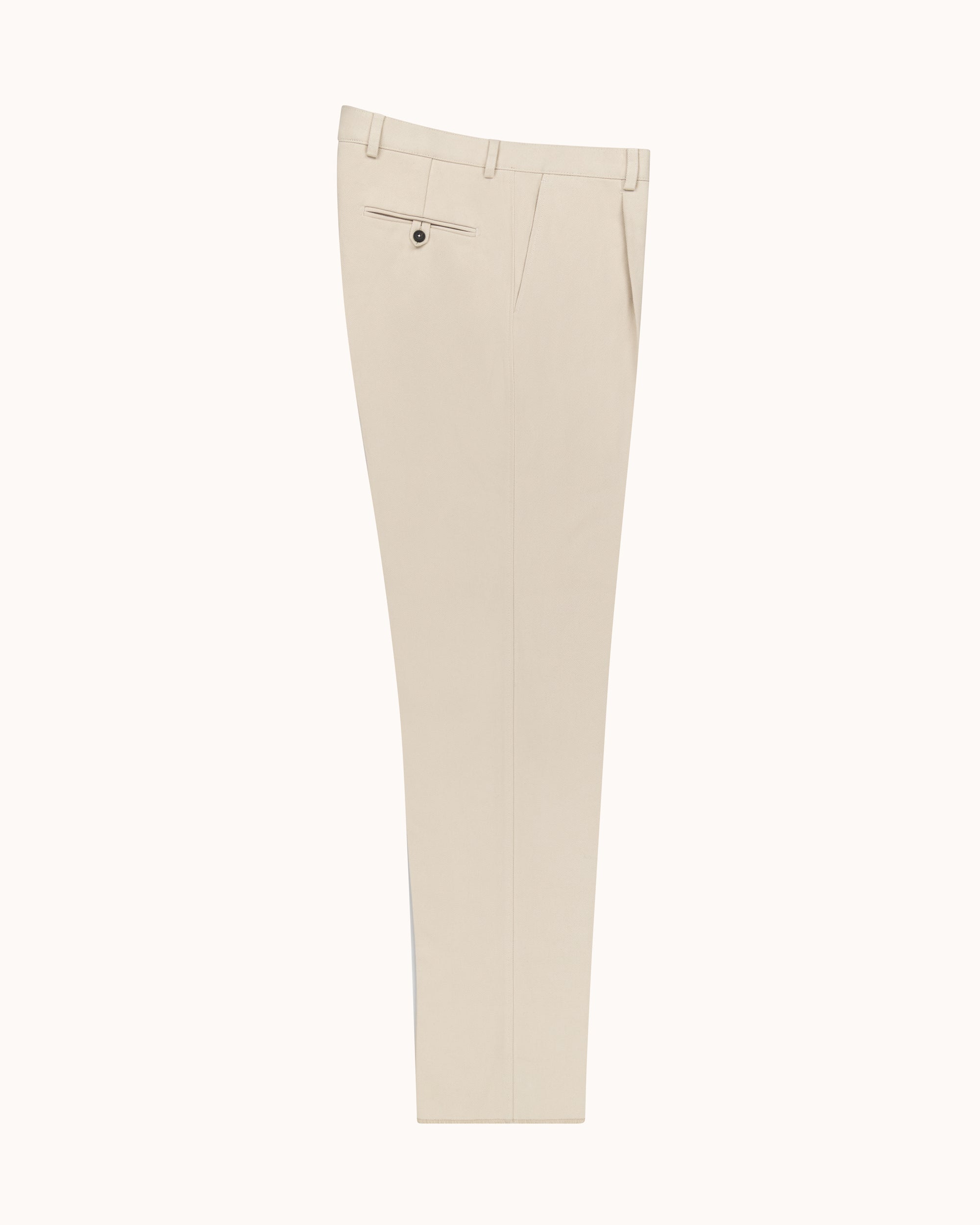 Relaxed Single Pleat Trouser - Cream Cotton Drill