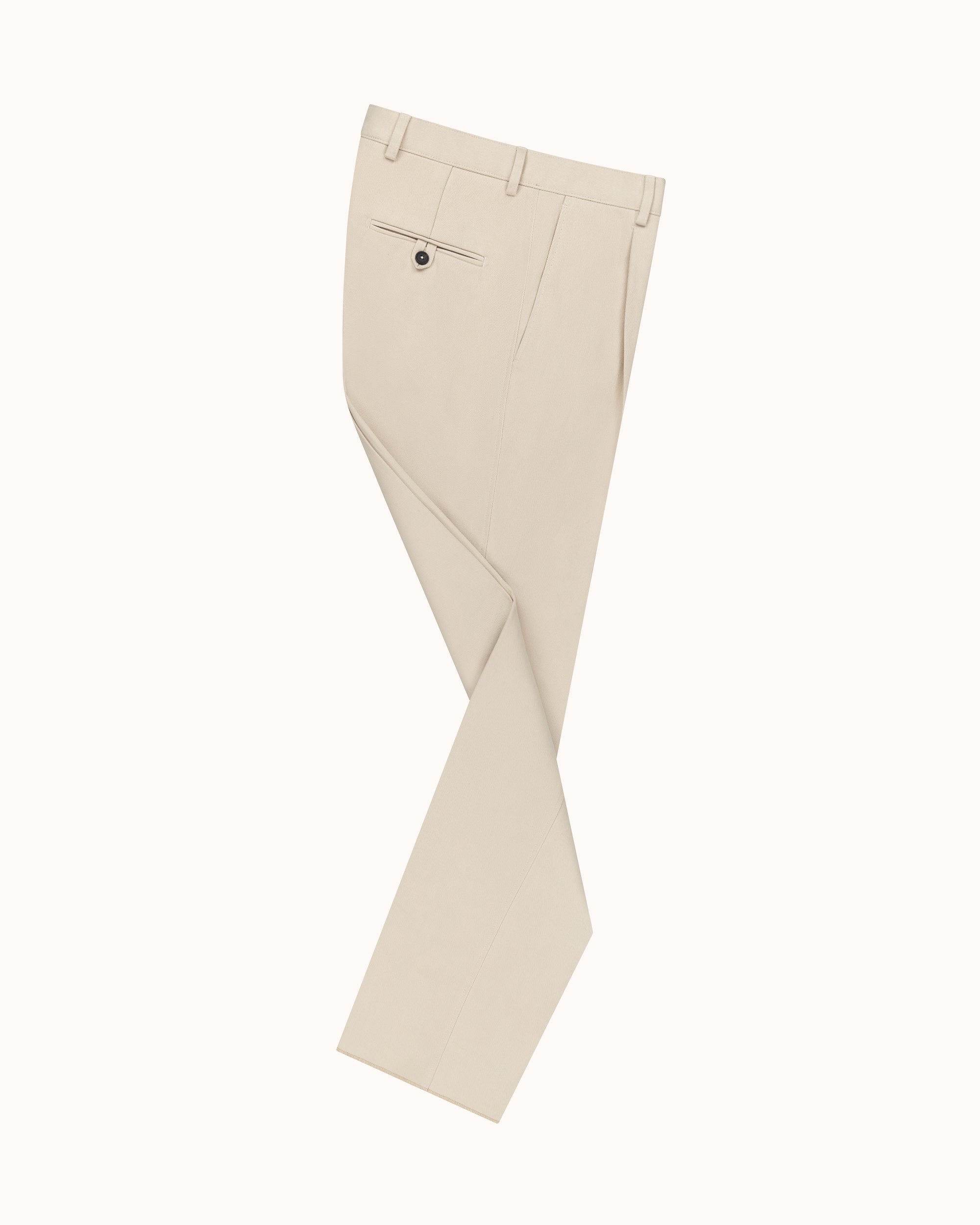 Relaxed Single Pleat Trouser - Cream Cotton Drill