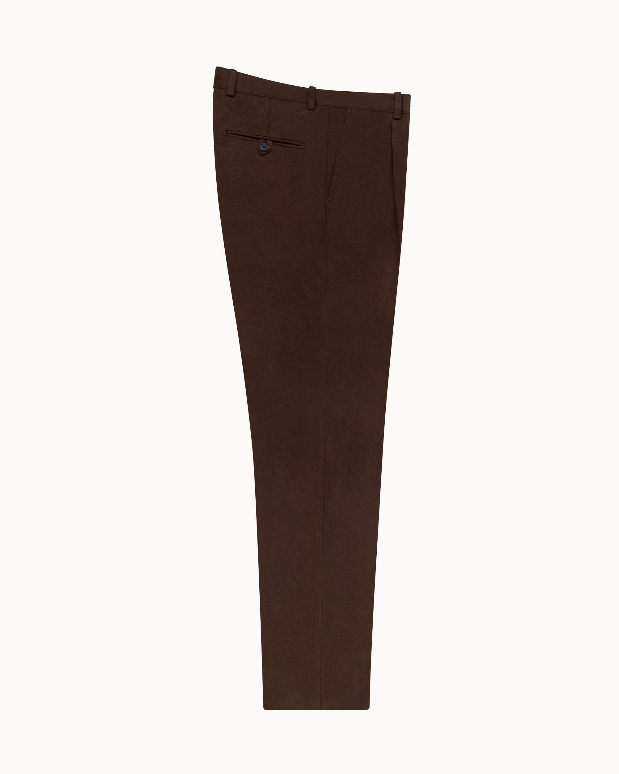 Relaxed Single Pleat Trouser - Brown Cotton Drill