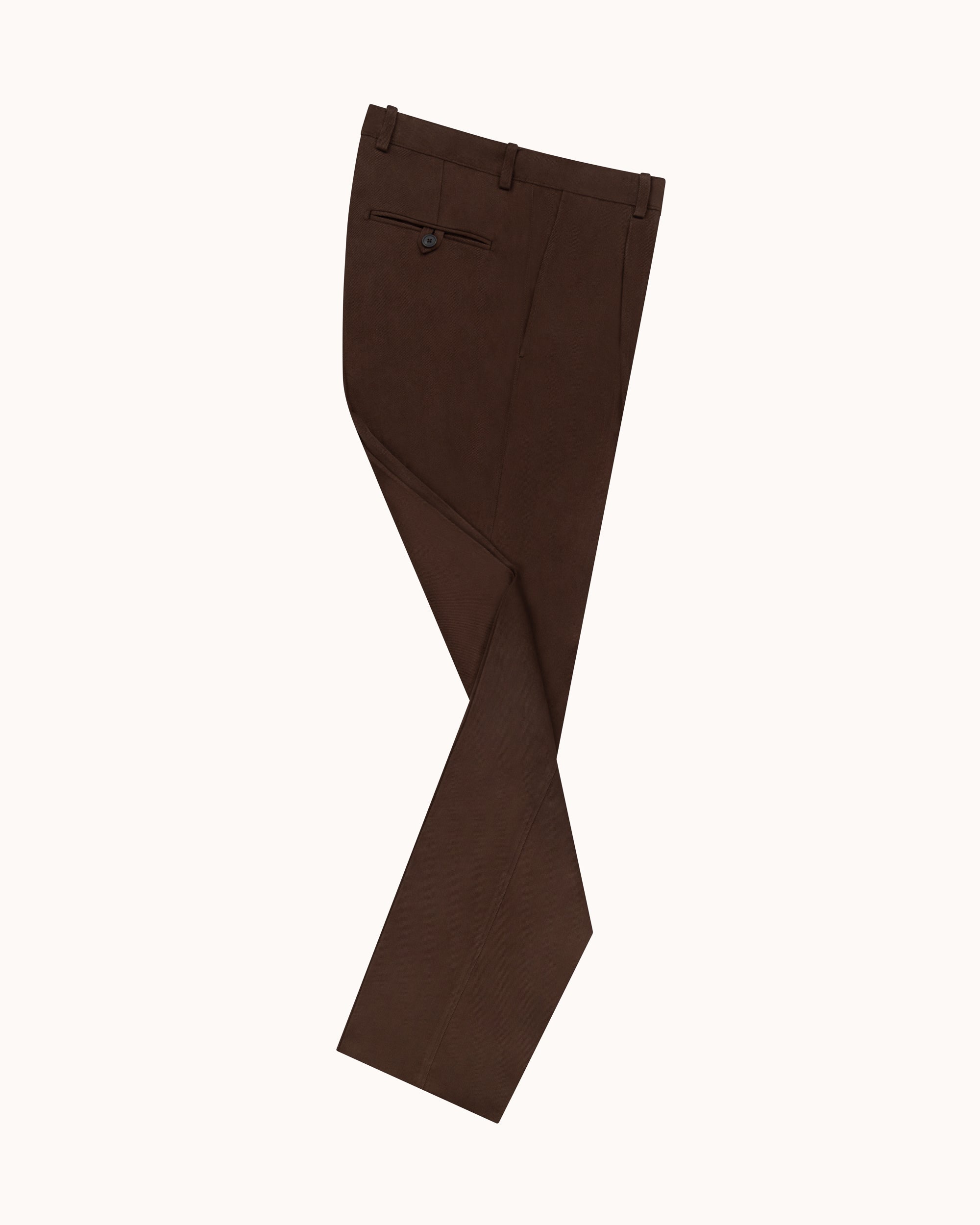 Relaxed Single Pleat Trouser - Brown Cotton Drill