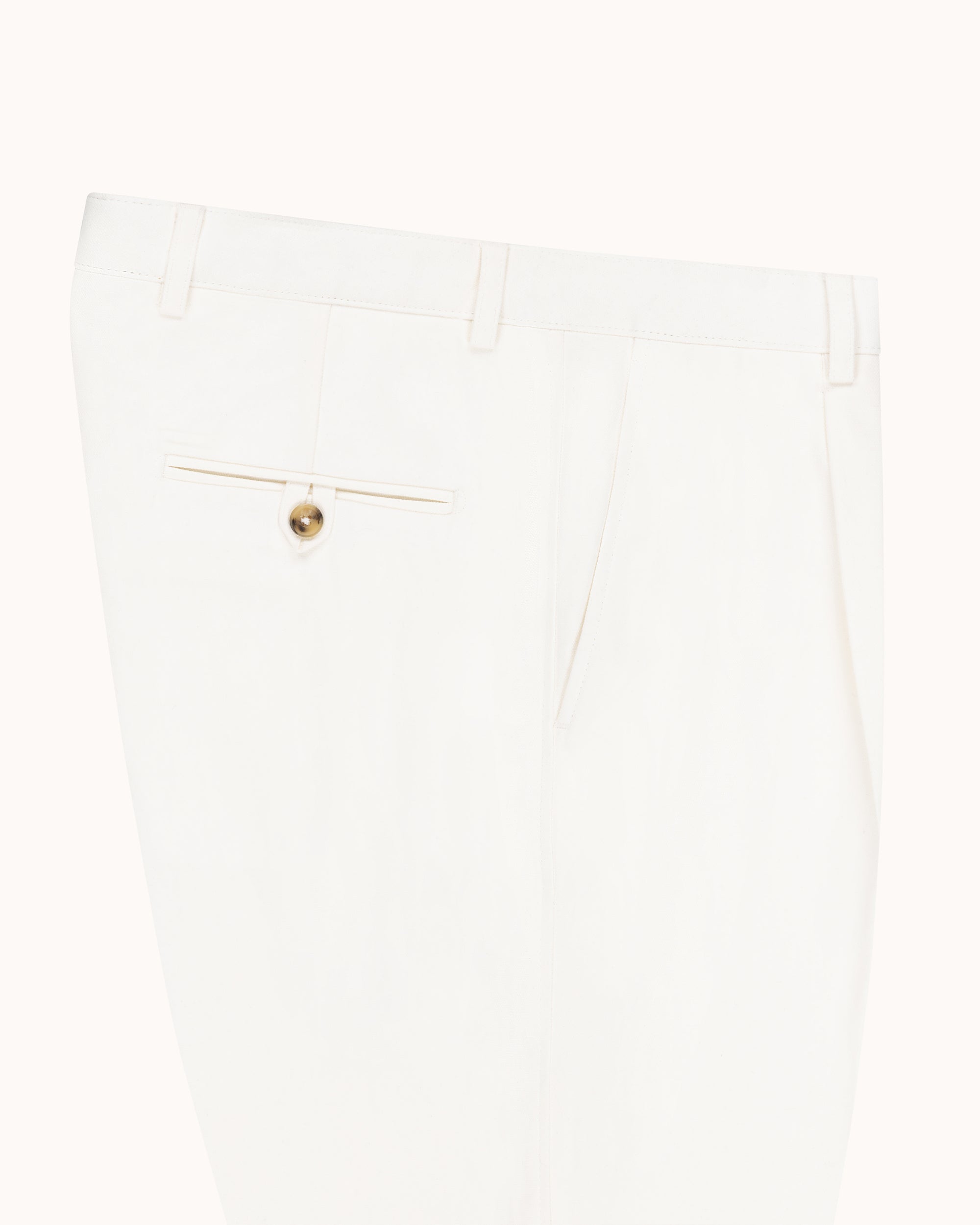 Relaxed Single Pleat Trouser - Off-White Cotton Canvas