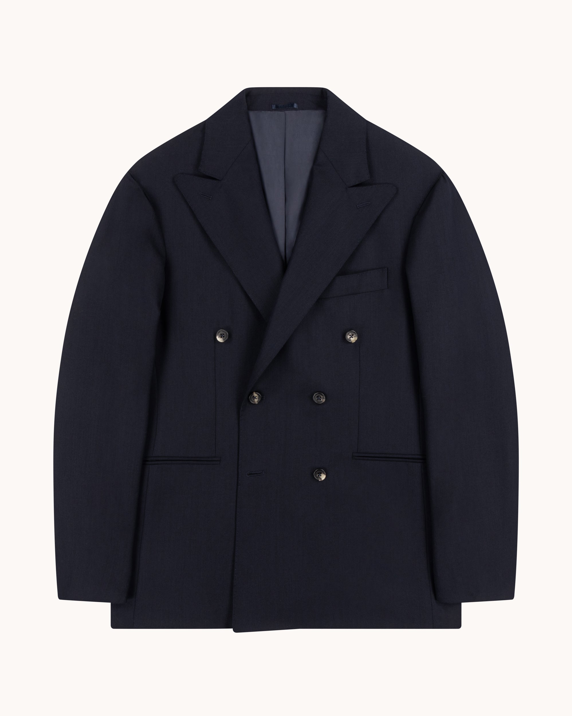 Double Breasted Sport Jacket - Navy Tropical Wool