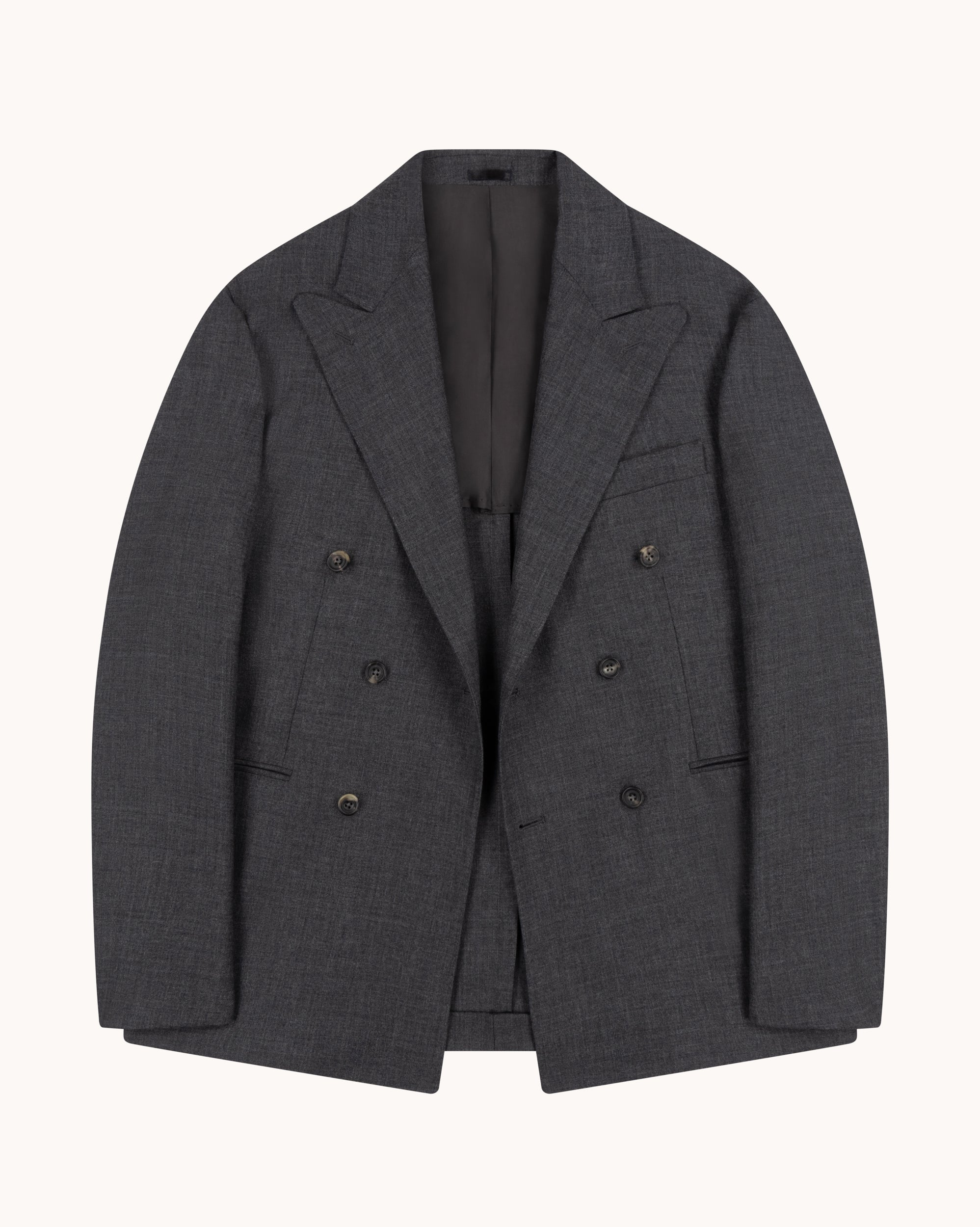 Double Breasted Sport Jacket - Charcoal Tropical Wool