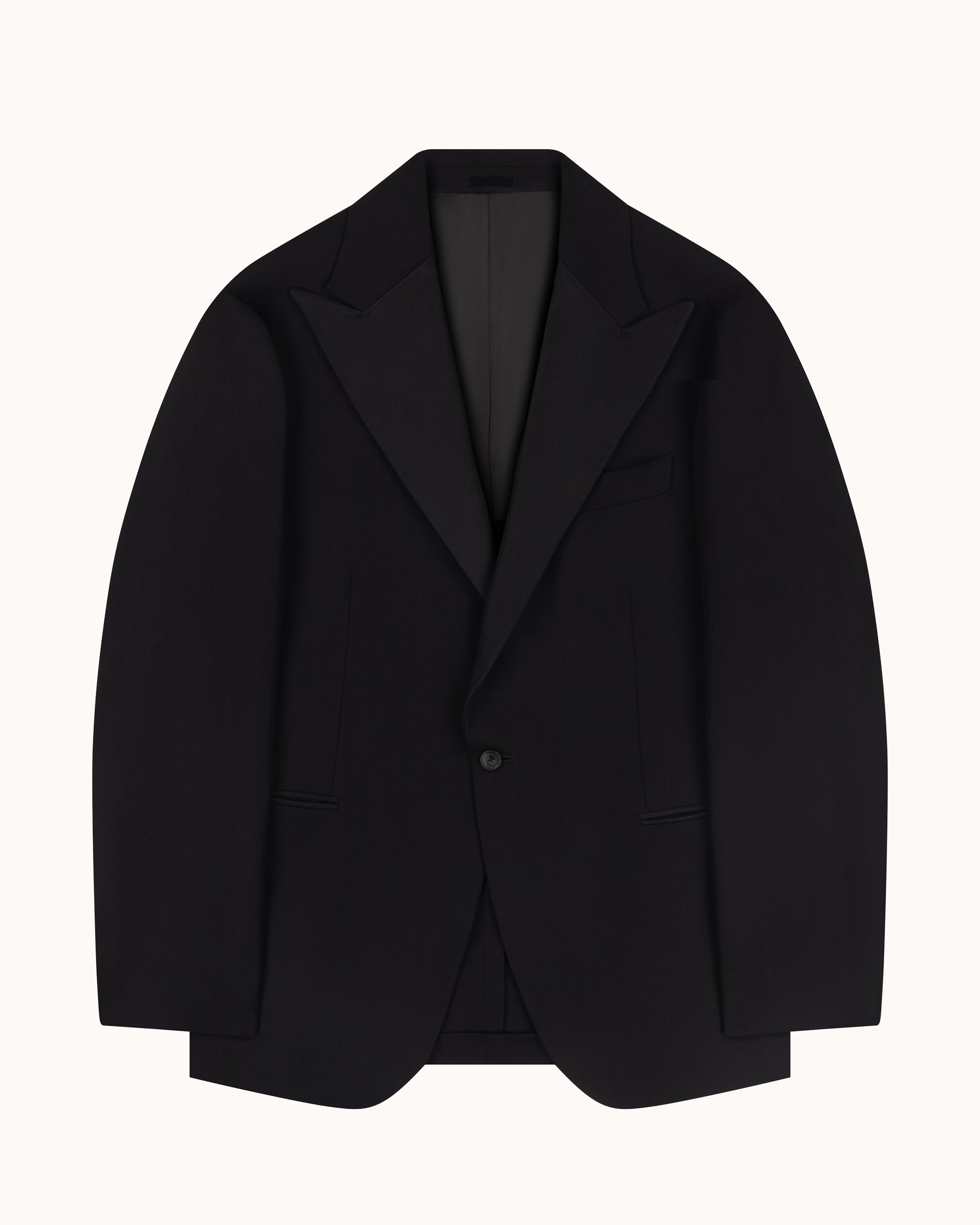 Peak Lapel Dinner Jacket – Black Wool Barathea