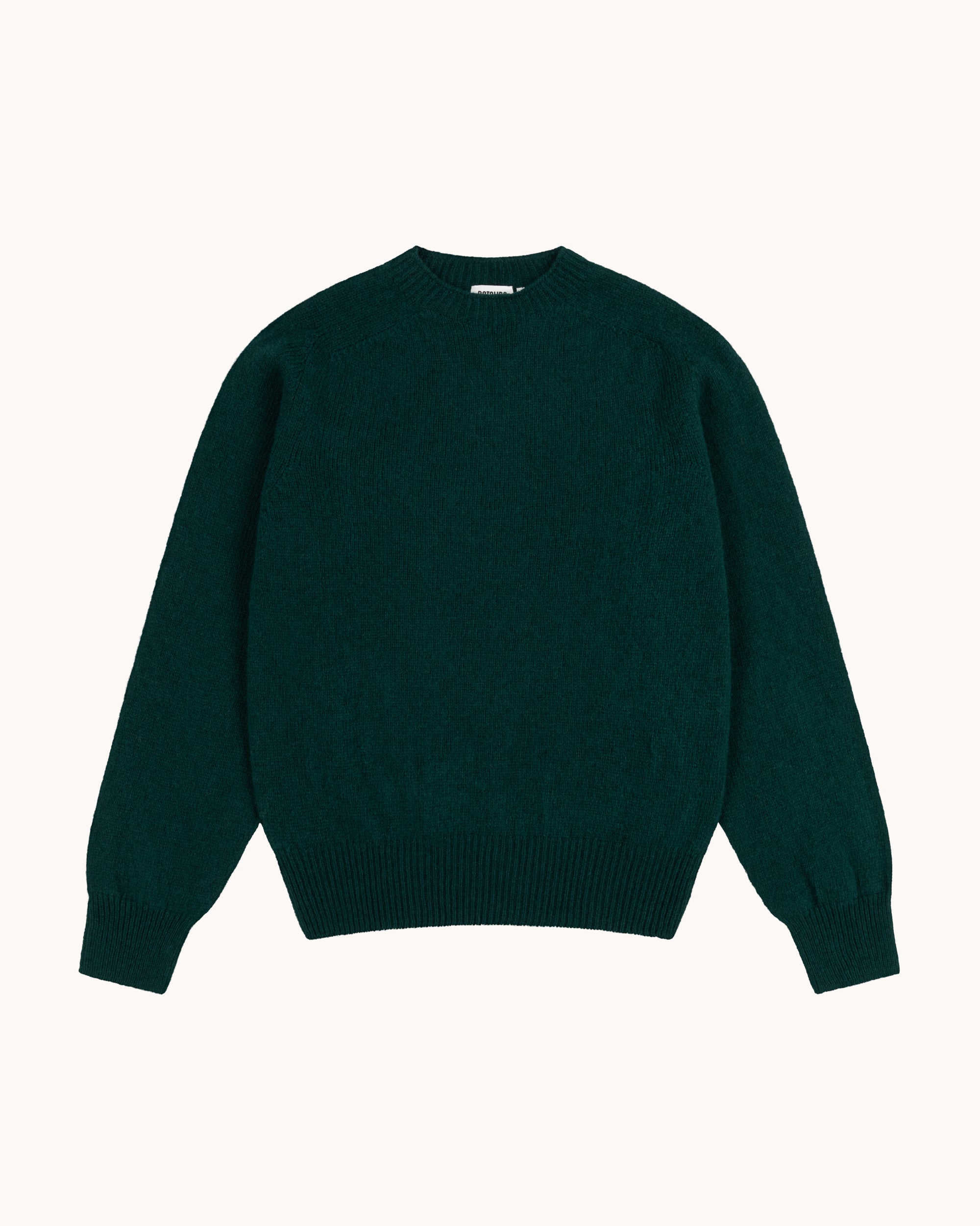 Shetland Wool Crew Neck Sweater Forest Green Natalino