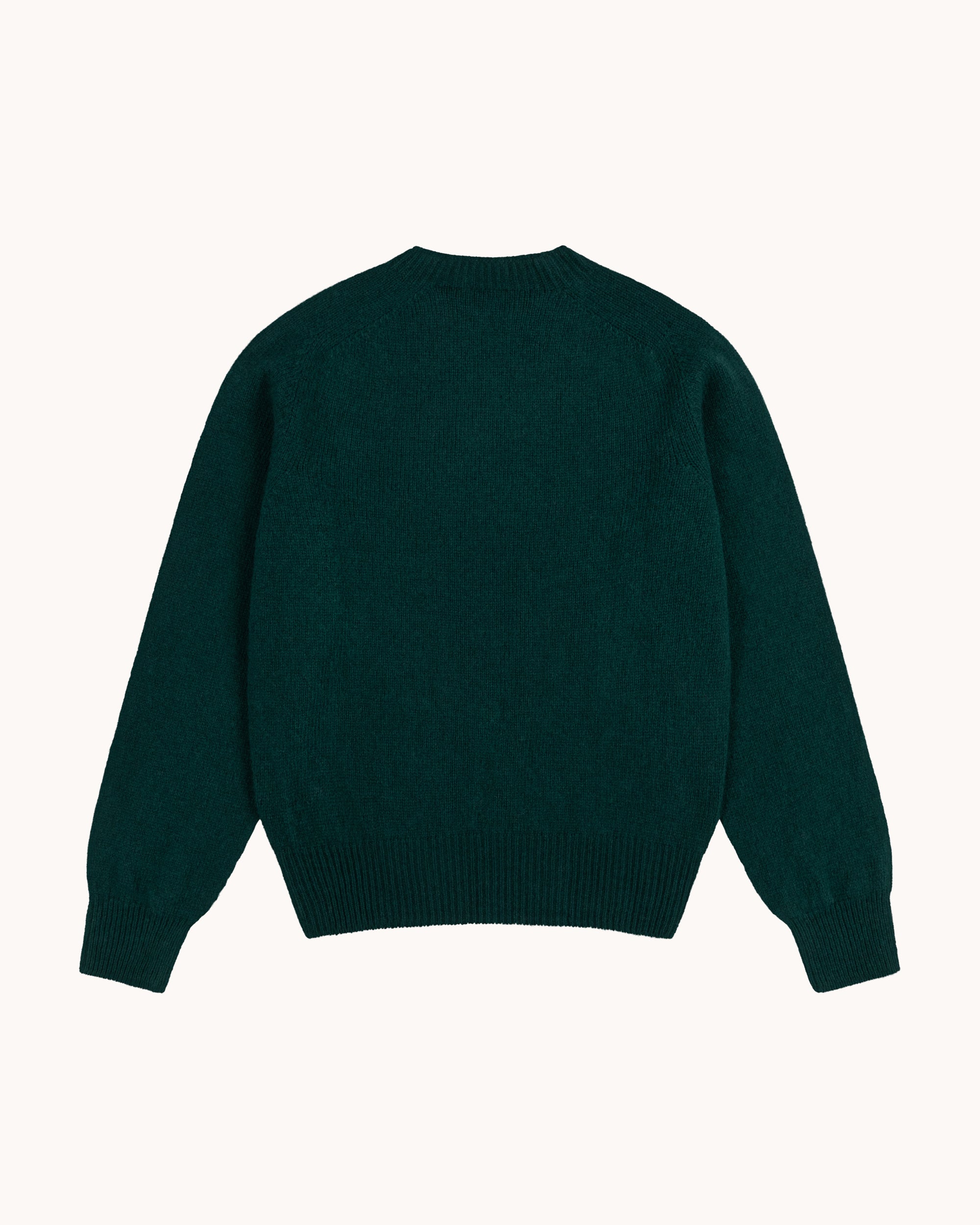 Shetland Wool Crew Neck Sweater - Forest Green