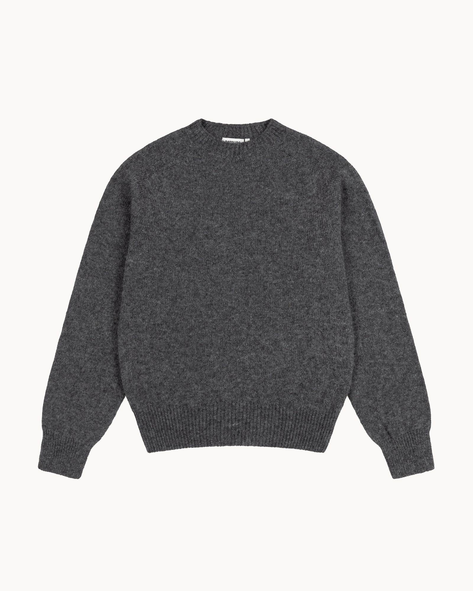 Shetland Wool Crew Neck Sweater - Charcoal