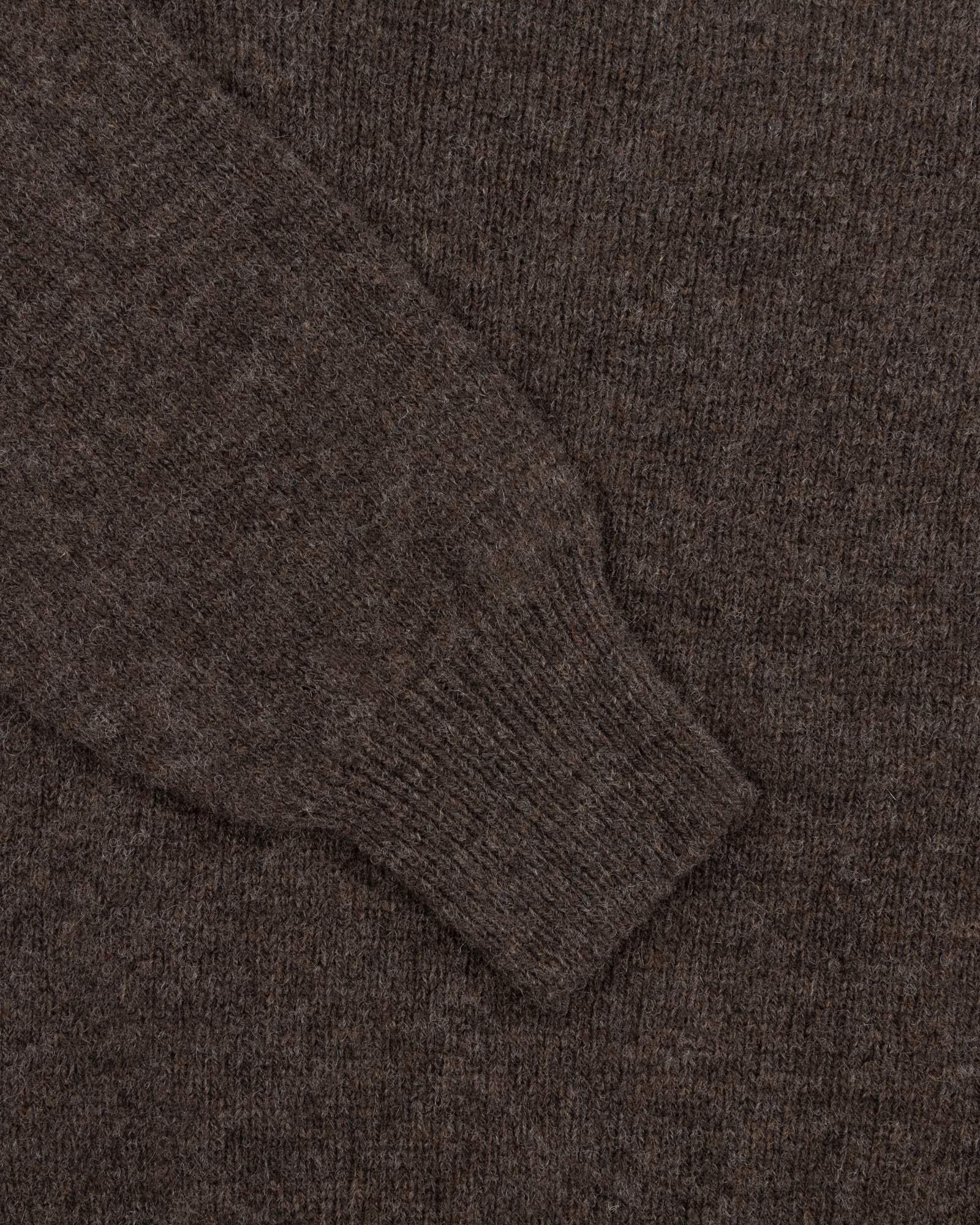 Shetland Wool Crew Neck Sweater - Brown