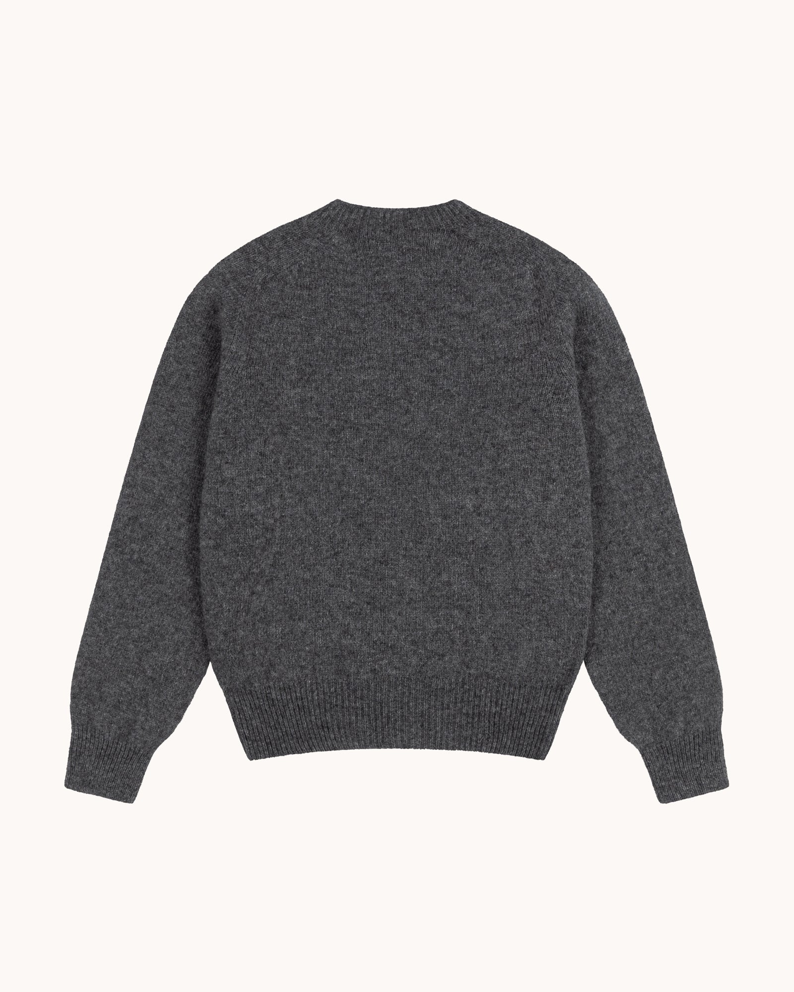 Shetland Wool Crew Neck Sweater - Charcoal