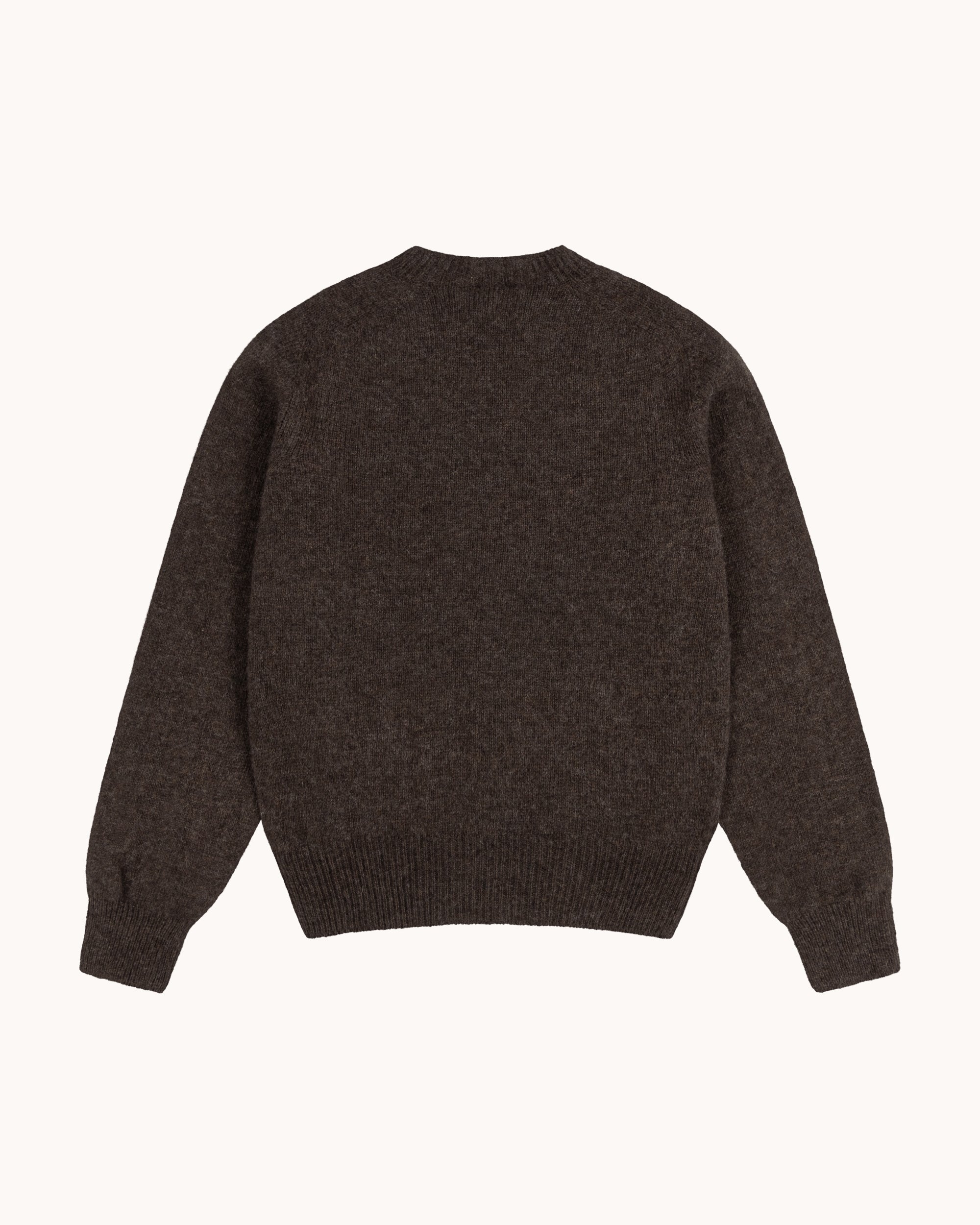 Shetland Wool Crew Neck Sweater - Brown