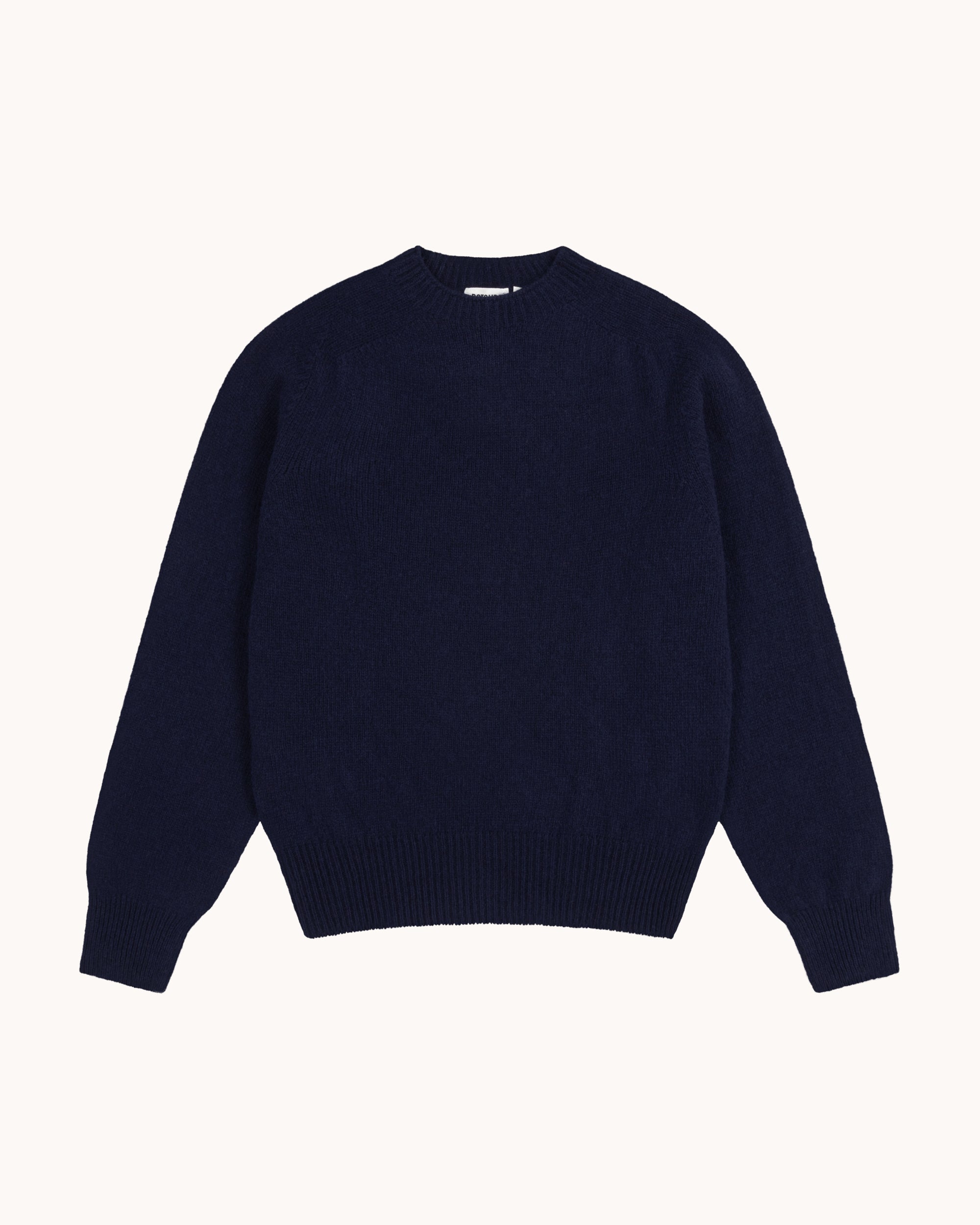 Shetland Wool Crew Neck Sweater - Navy