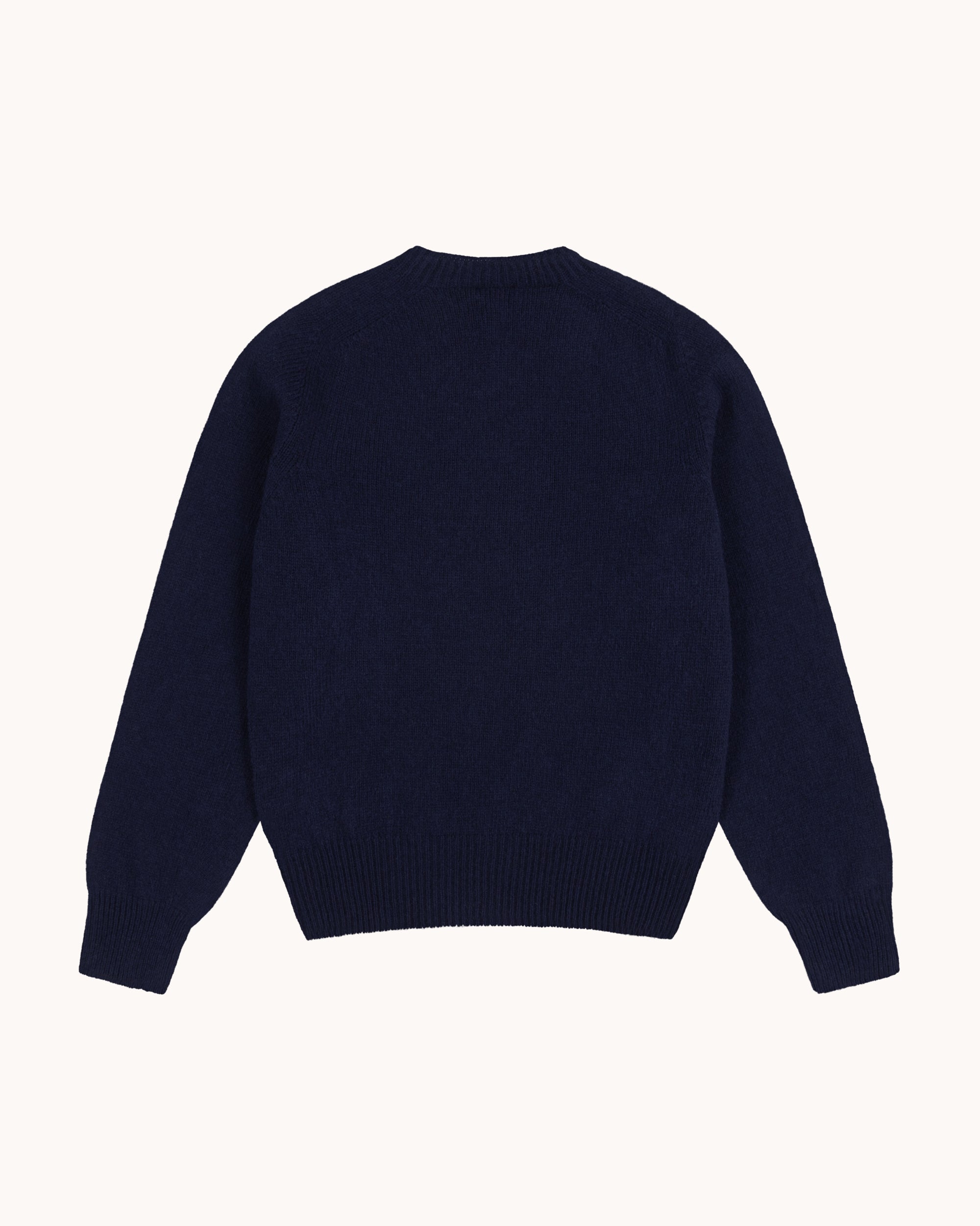 Shetland Wool Crew Neck Sweater - Navy