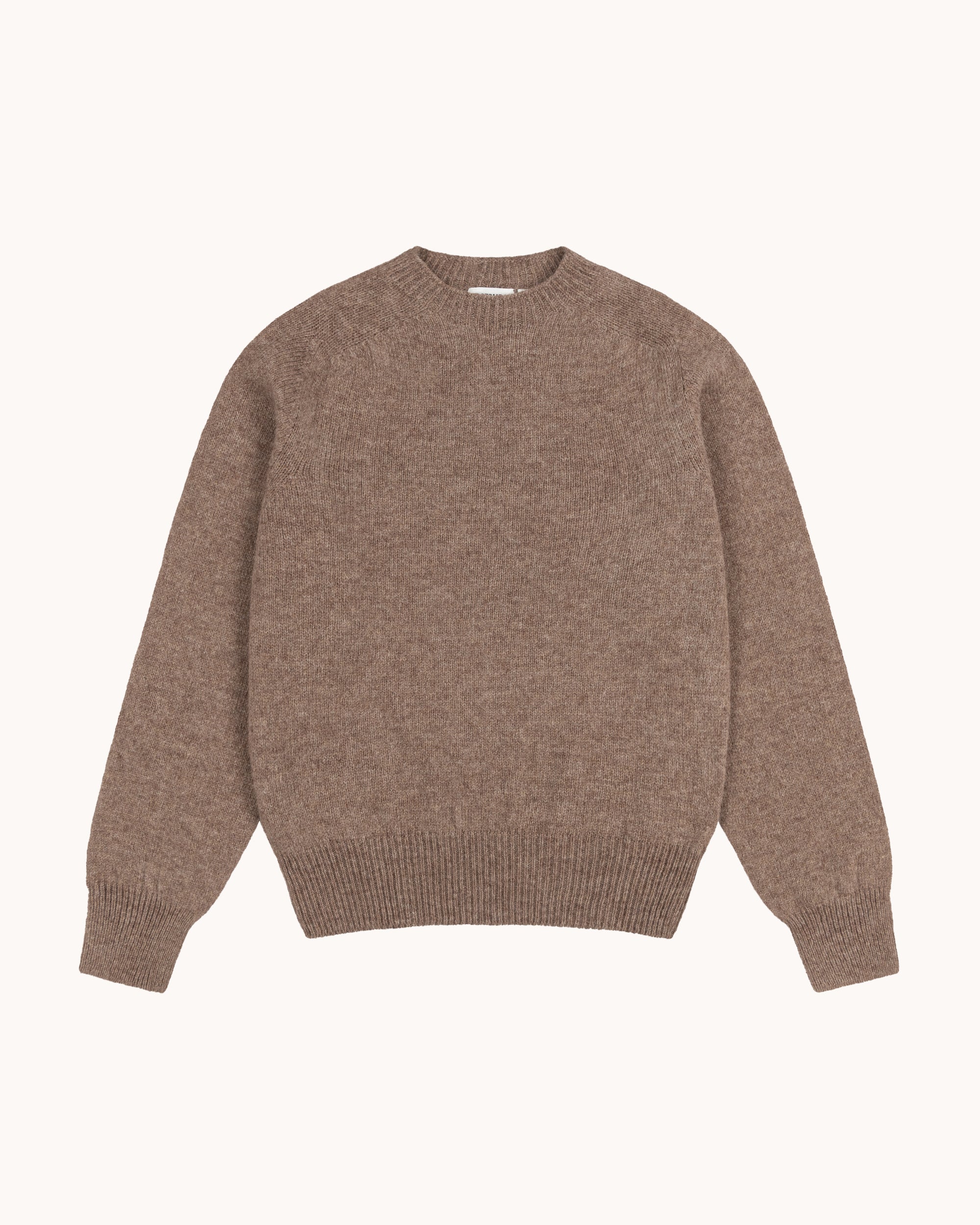 Shetland Wool Crew Neck Sweater - Nutmeg