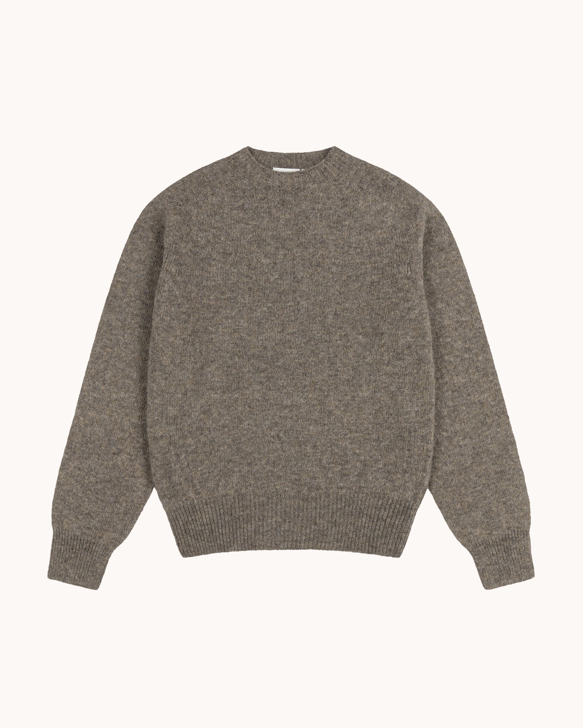 Shetland Wool Crew Neck Sweater - Oyster