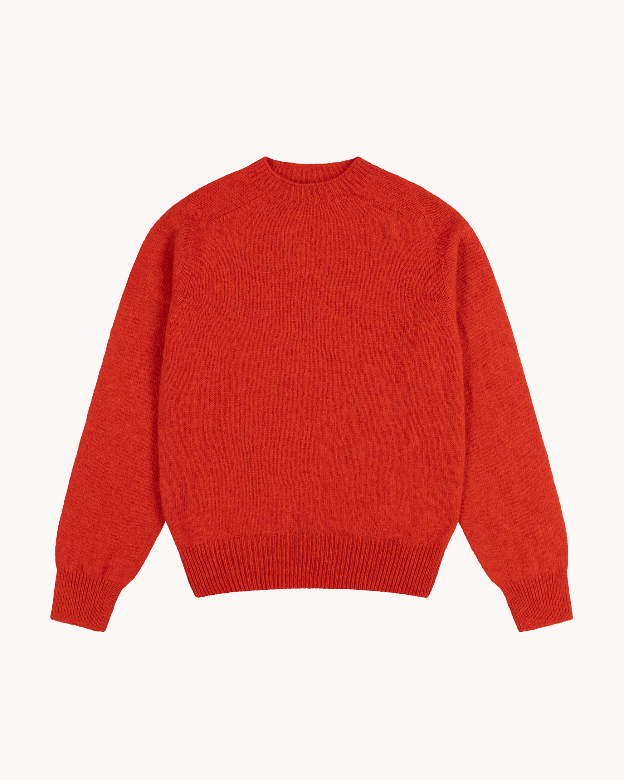 Shetland Wool Crew Neck Sweater - Red