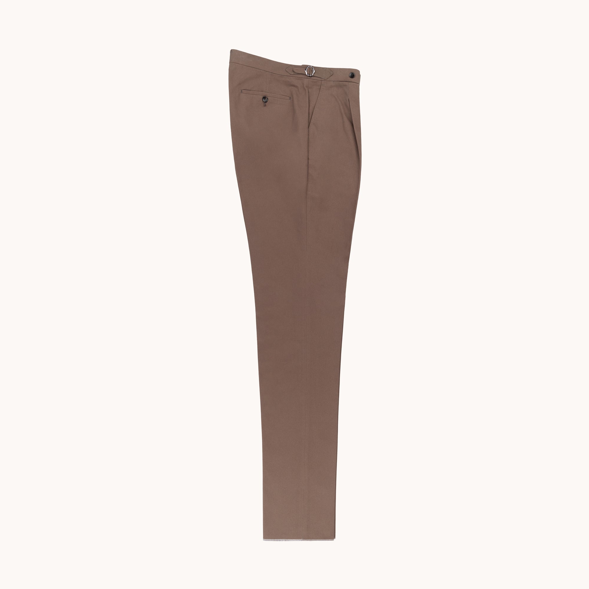 Single Pleat Trouser - Brown Brushed Cotton