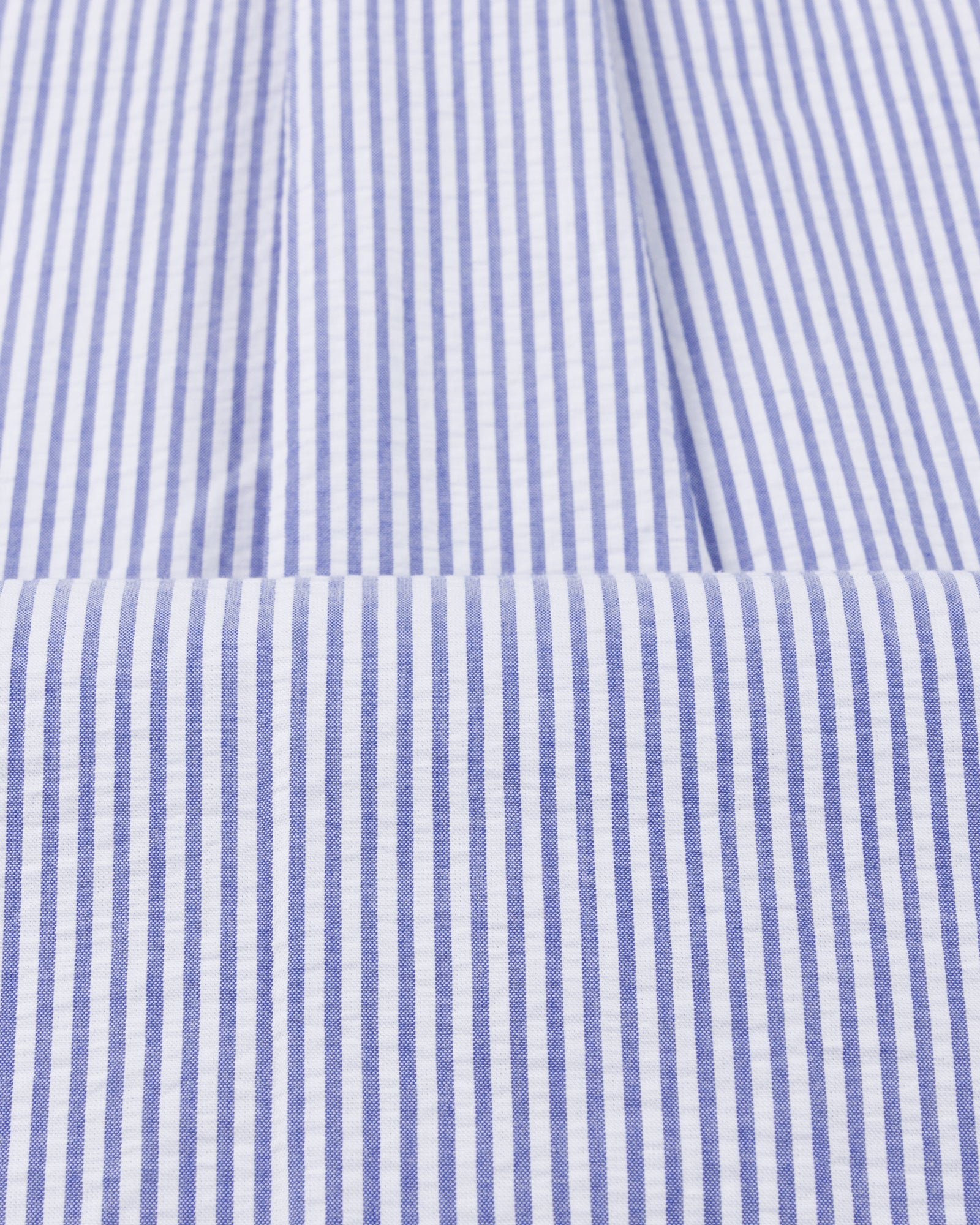 Button Down Collar Shirt - Navy Stripe Cotton Seersucker