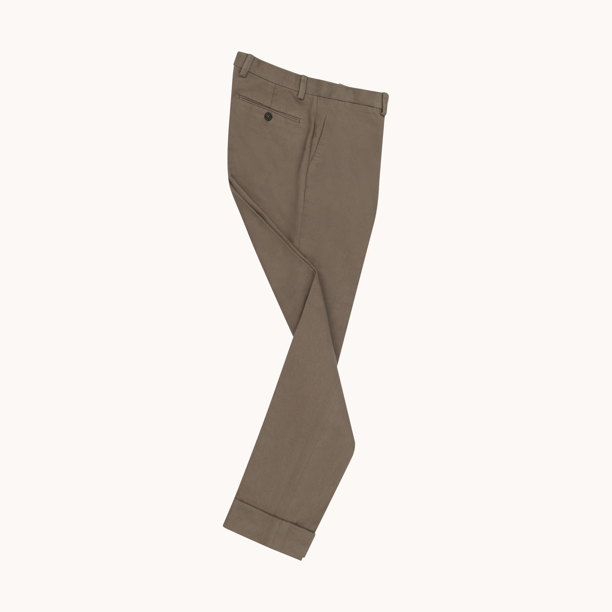 Garment Washed Flat Front Trouser - Lovat Cotton Drill