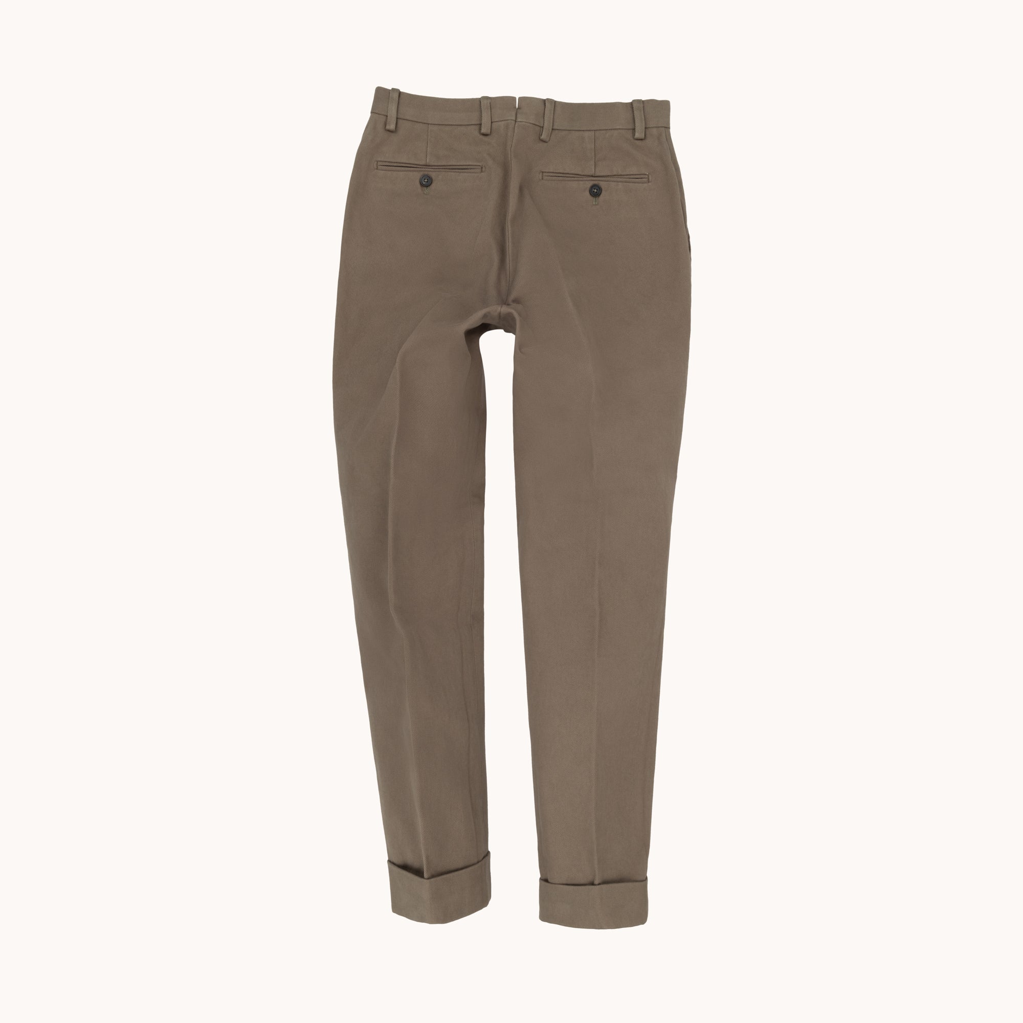 Garment Washed Flat Front Trouser - Lovat Cotton Drill