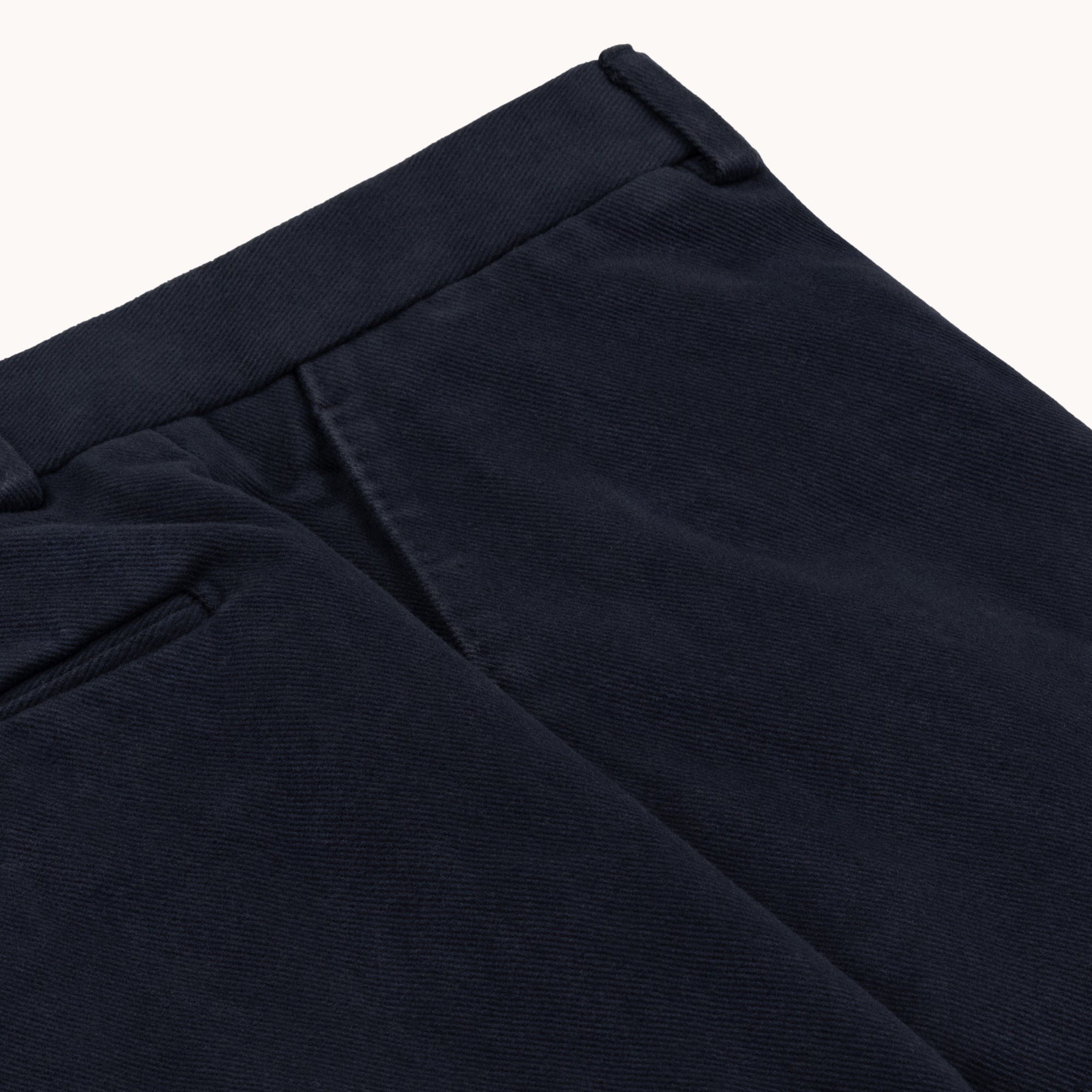 Garment Washed Flat Front Trouser - Navy Cotton Drill