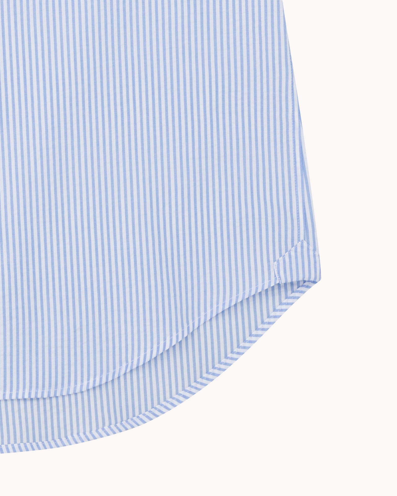 Button Down Collar Shirt - Blue Stripe Cotton Seersucker