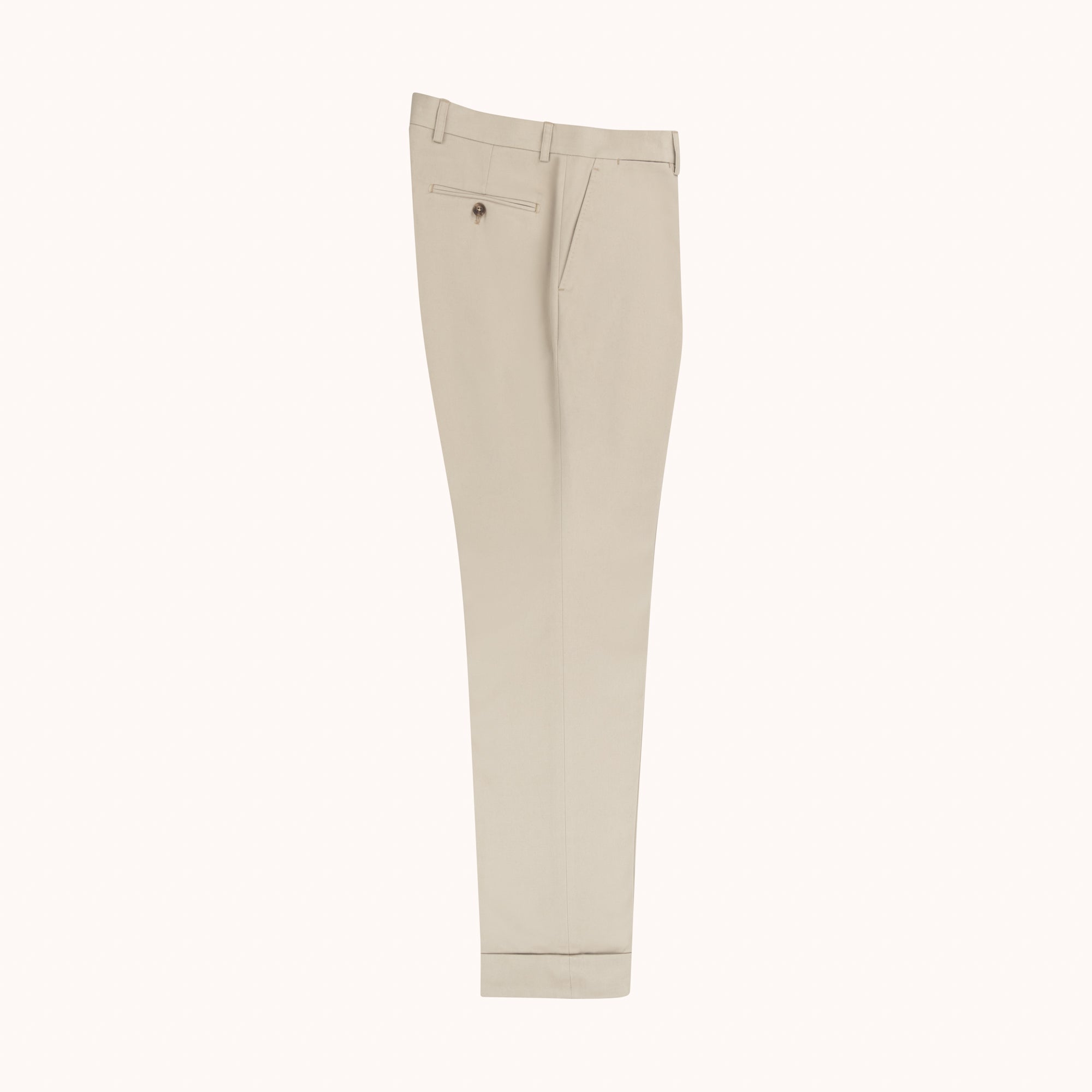 Beige Bamboo Flat Front Trouser With Side Adjuster