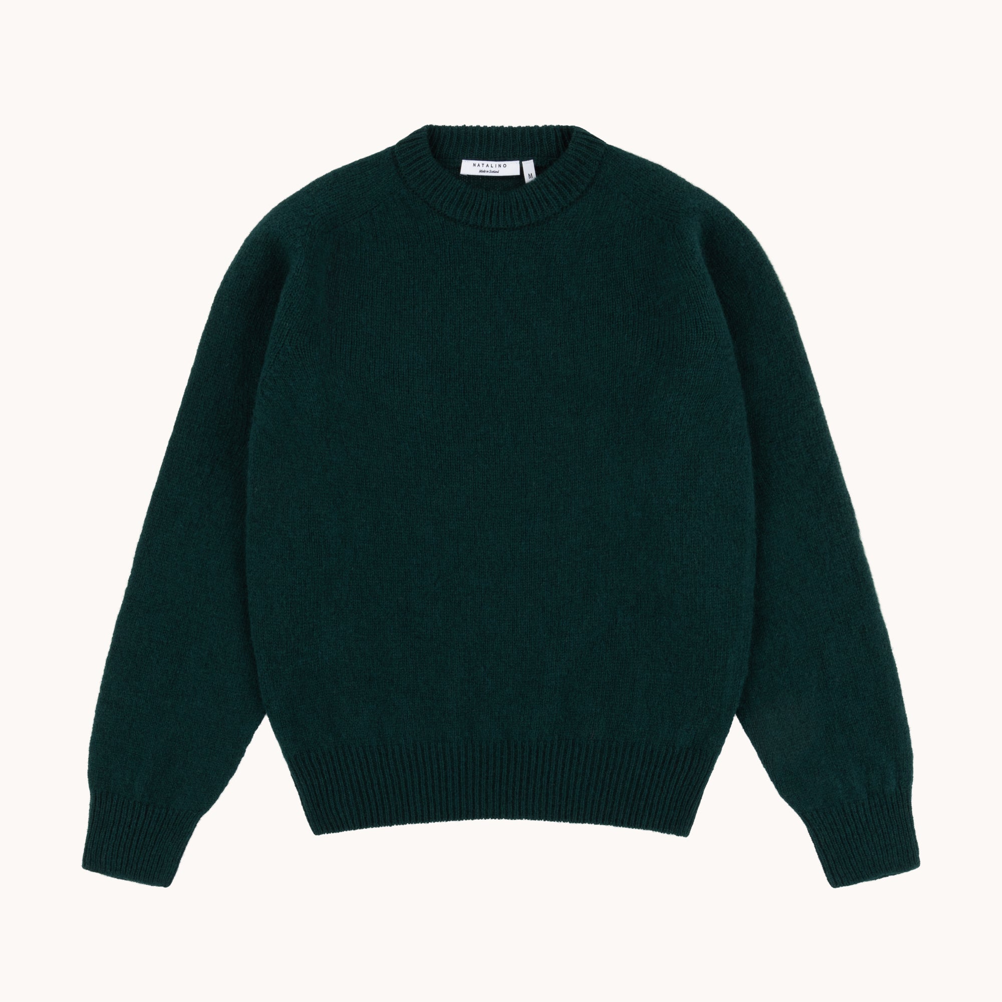 Shetland Wool Crew Neck Sweater - Forest Green