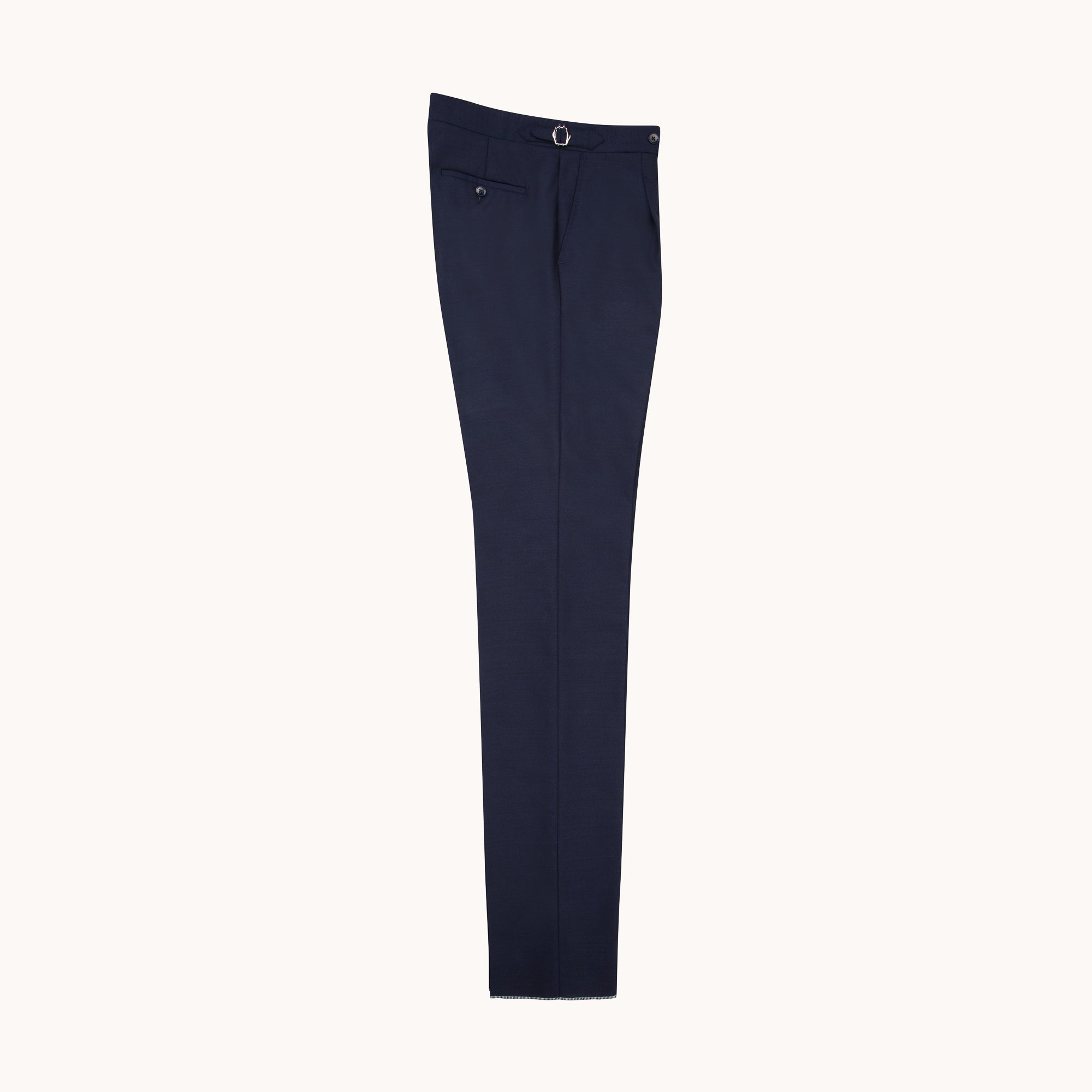 Single Pleat Trouser - Navy High Twist Wool