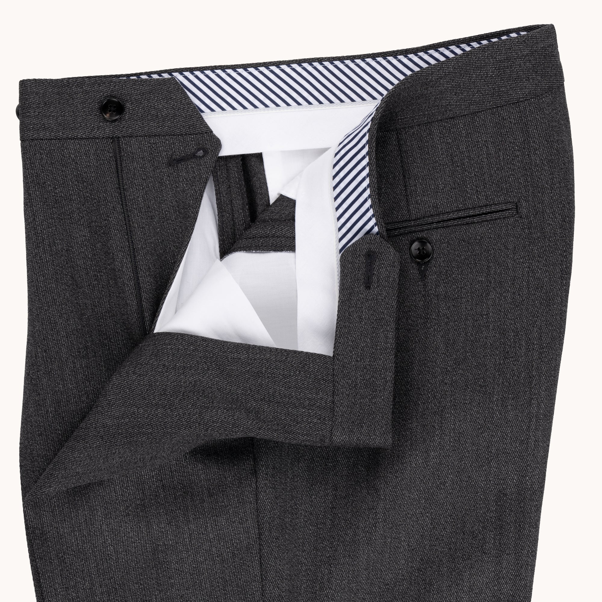 Single Pleat Trouser - Grey Wool Covert